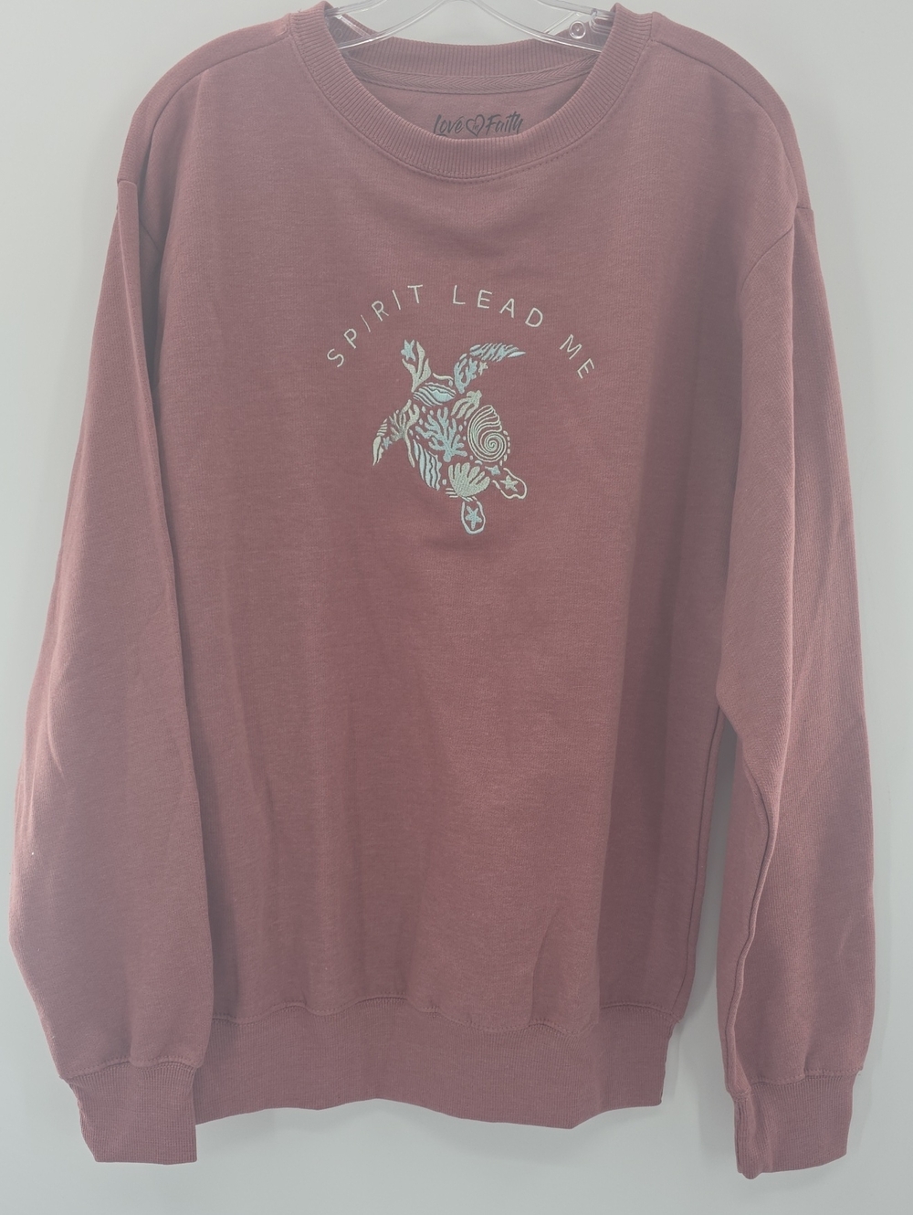 Love & Faith Mauve 'Spirit Lead Me' Graphic Crewneck Sweatshirt